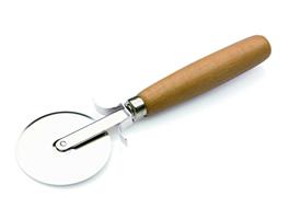 STAINLESS STEEL PIZZA CUTTER  WOODEN HANDLE